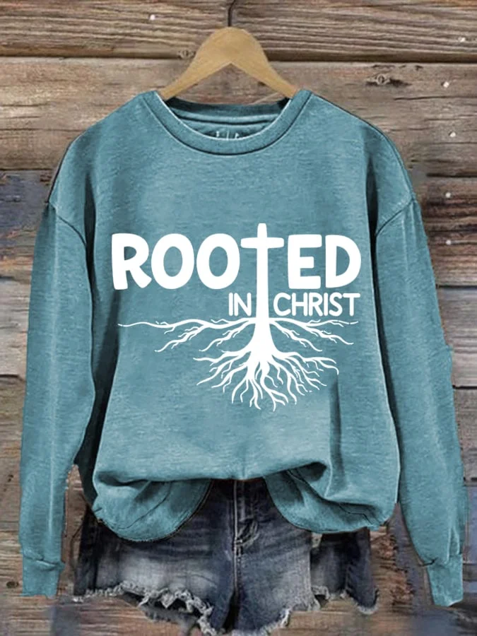 Faith Cross Crew Neck Long Sleeve Sweatshirt