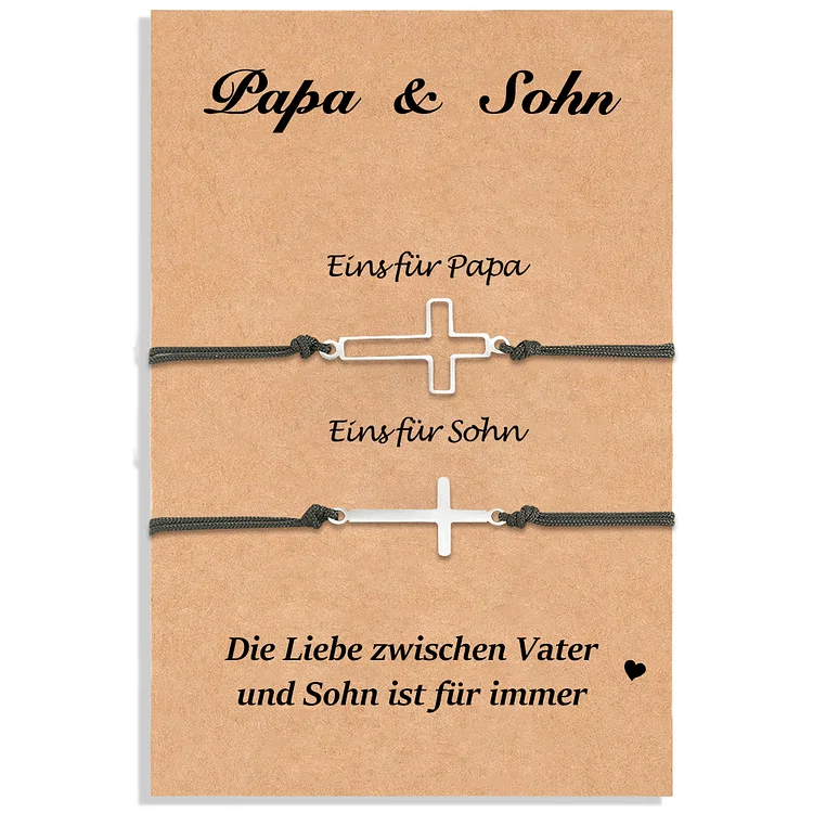 Kettenmachen Kreuz Armbänder Set-Papa & Sohn-Kommunion Geschenk mit Nachrichtenkarte