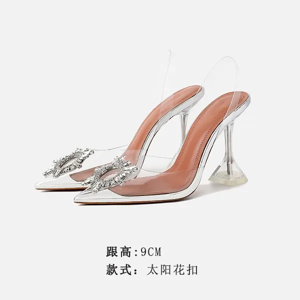 Breakj Breakj Sandals Women 2025 New Summer Transparent Crystal Fairy Wind Fine Heel High Heels High Heels Water Drill Women Shoes