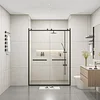 WOXYX Semi-frameless Double Sliding Glass Shower Doors, 60" Width x 76"Height with 3/8"(10mm) Clear Tempered Glass, Matt Black Finish