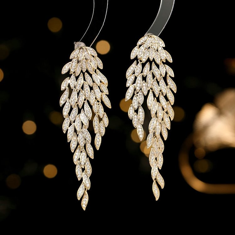 Layered Fringed Leaf Earrings JW006