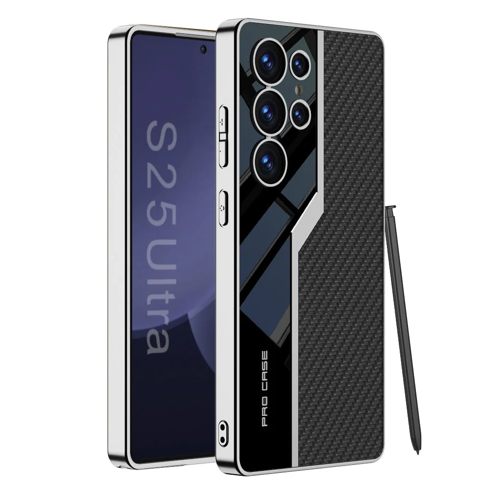 Anti-Fall-Schutzhülle aus galvani siertem Leder für Galaxy S25 S24 S23 Ultra Plus