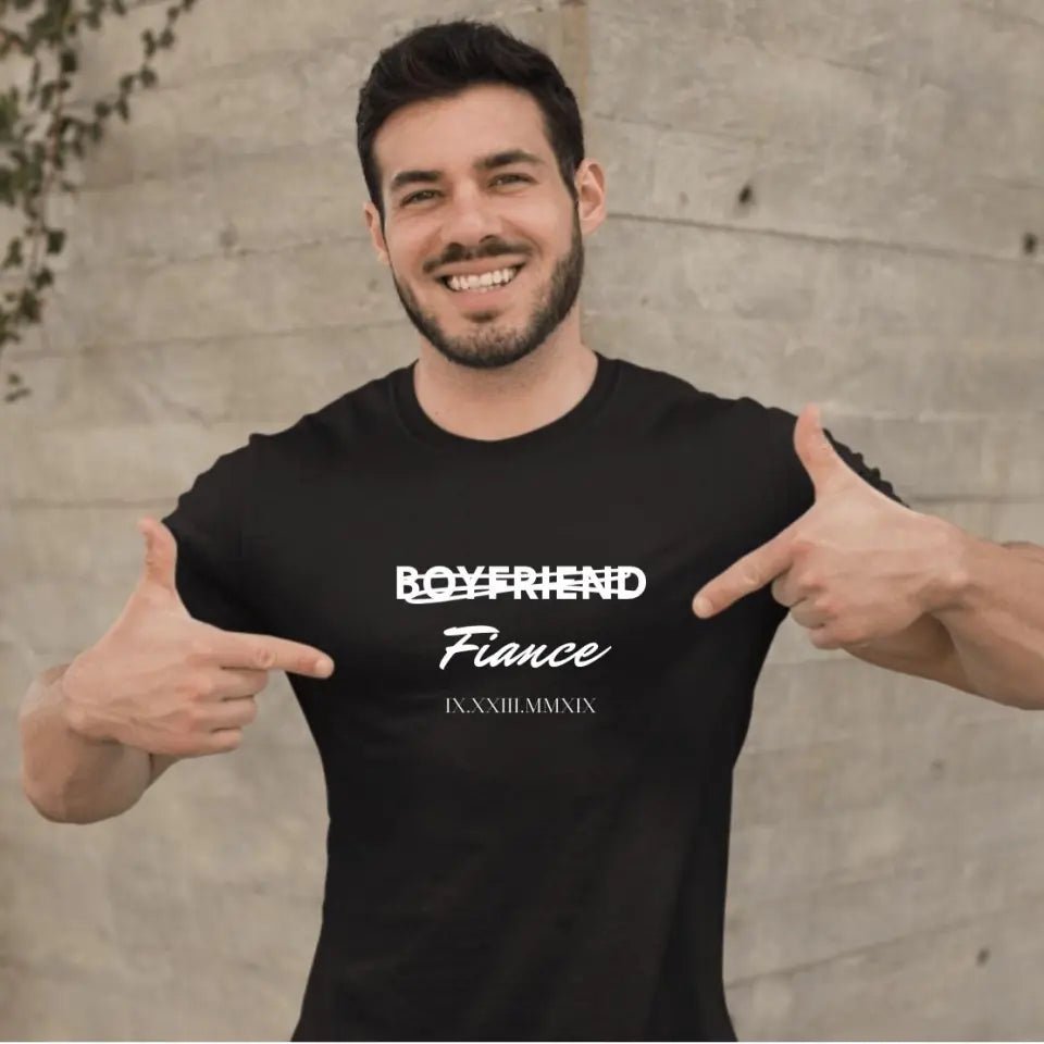 Loveyoufancy Fiance Custom Couple T-Shirt With Special Date