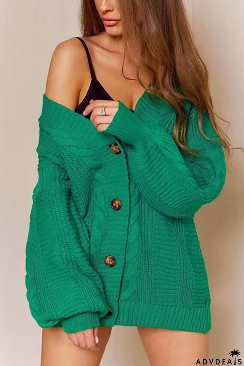Button Front Cable Knit Cardigans