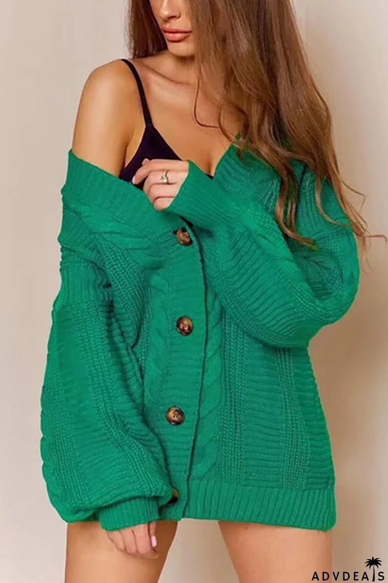 Button Front Cable Knit Cardigans