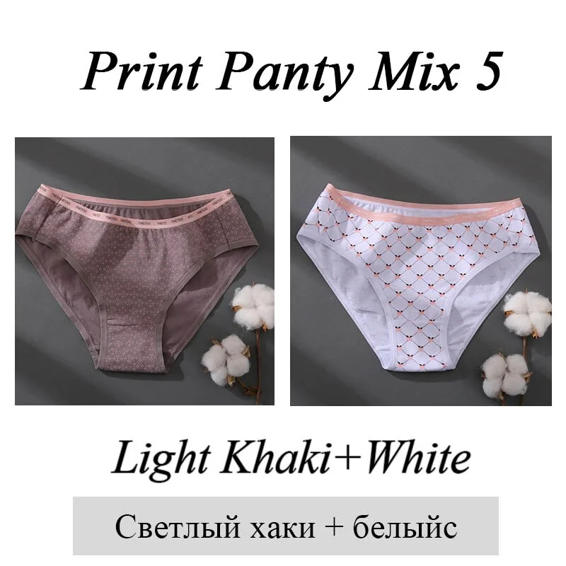 FINETOO Women 1Pc/2Pcs Cotton Panties Female Print Briefs Sexy Low-Rise Underpants Girls Cute Plus Size M-2XL Intimates Lingerie