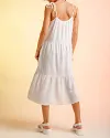 Lace-up Sling Dress Candy Color Stitching Solid Color Midi Dress