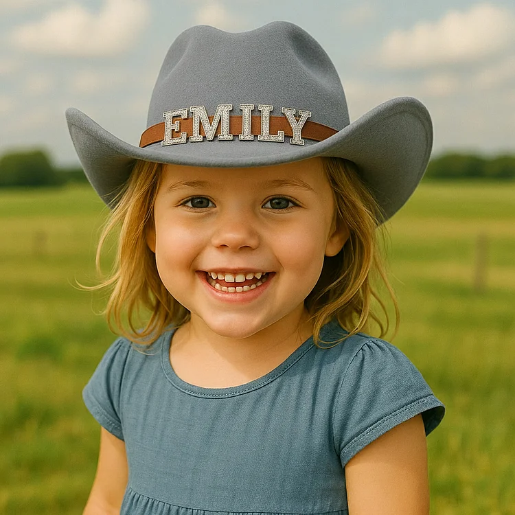 Custom Toddler Cowboy Hat for Kids, Personalized Rhinestone Cowgirl Hat for Girls Boys, Sparkly Cowboy Hat for Women Men