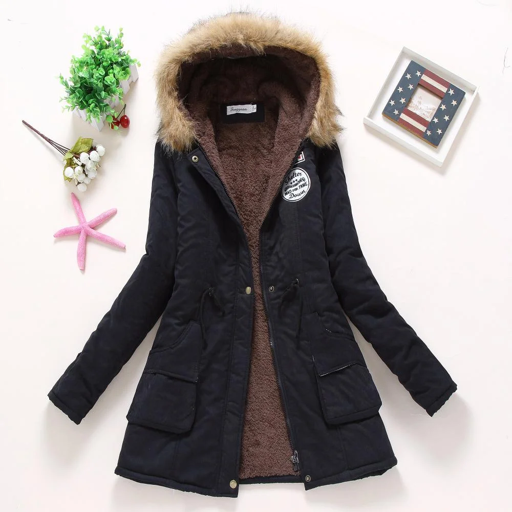 Ailegogo 2021 New Parkas Women Winter Coat Thickening Cotton Winter Jacket Womens Outwear Parkas For Female