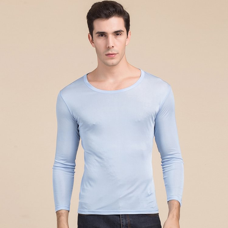 Silk T-shirt Men's Casual Long-sleeved Style-Chouchouhome
