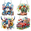 4Pcs Diamond Painting Acrylic Independence Day Pendant Single Side Drill Home Garden Decor