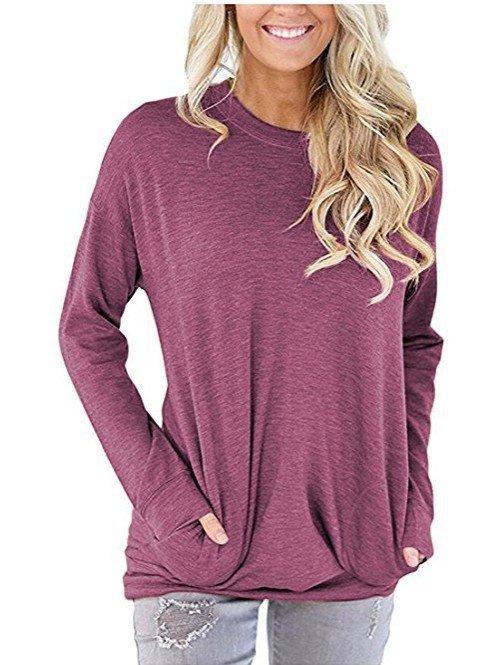  thdmladies Loose T-shirt With Round Neck Pockets thedmladies