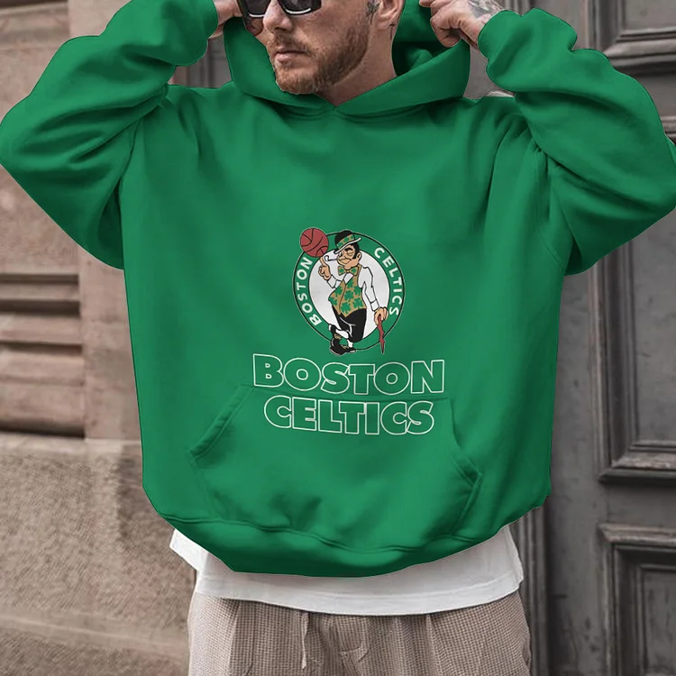 Boston Celtics Printed Hooded Pocket Pullover Hoodie