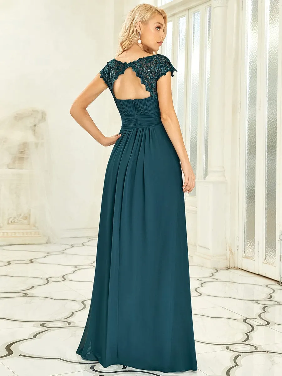 Sophisticated Lace Detail Evening Gown