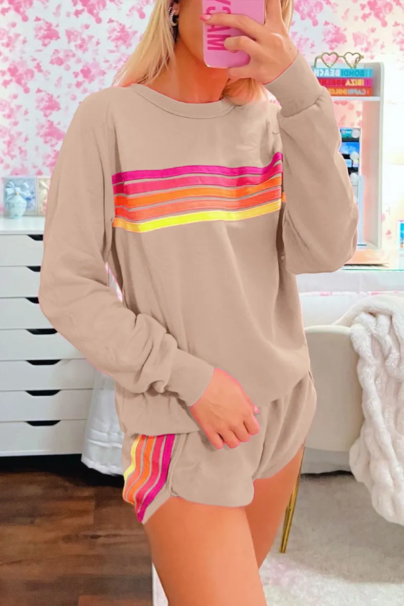 Fall Loose Slim Fit Casual Two Piece Sets Women Trend Color Matching Long Sleeve Women