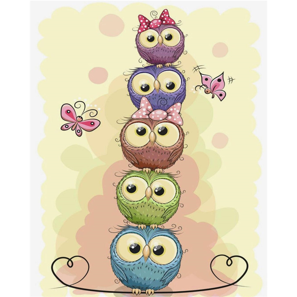 

30*40CM - Round Drill Diamond Painting - Cartoon Owl, 501 Original