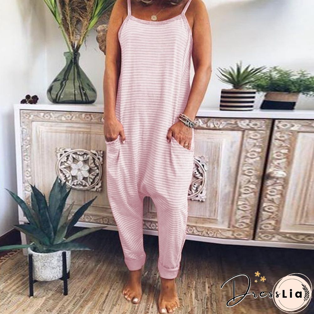 S-XXXXXL Women Sleeveless Casual Tank Playsuit Pockets Holiday Comfy Baggy Dungarees