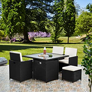 black rattan cube set