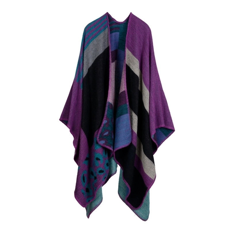 Women’s Retro Lattice Imitation Cashmere Sewing Shawls