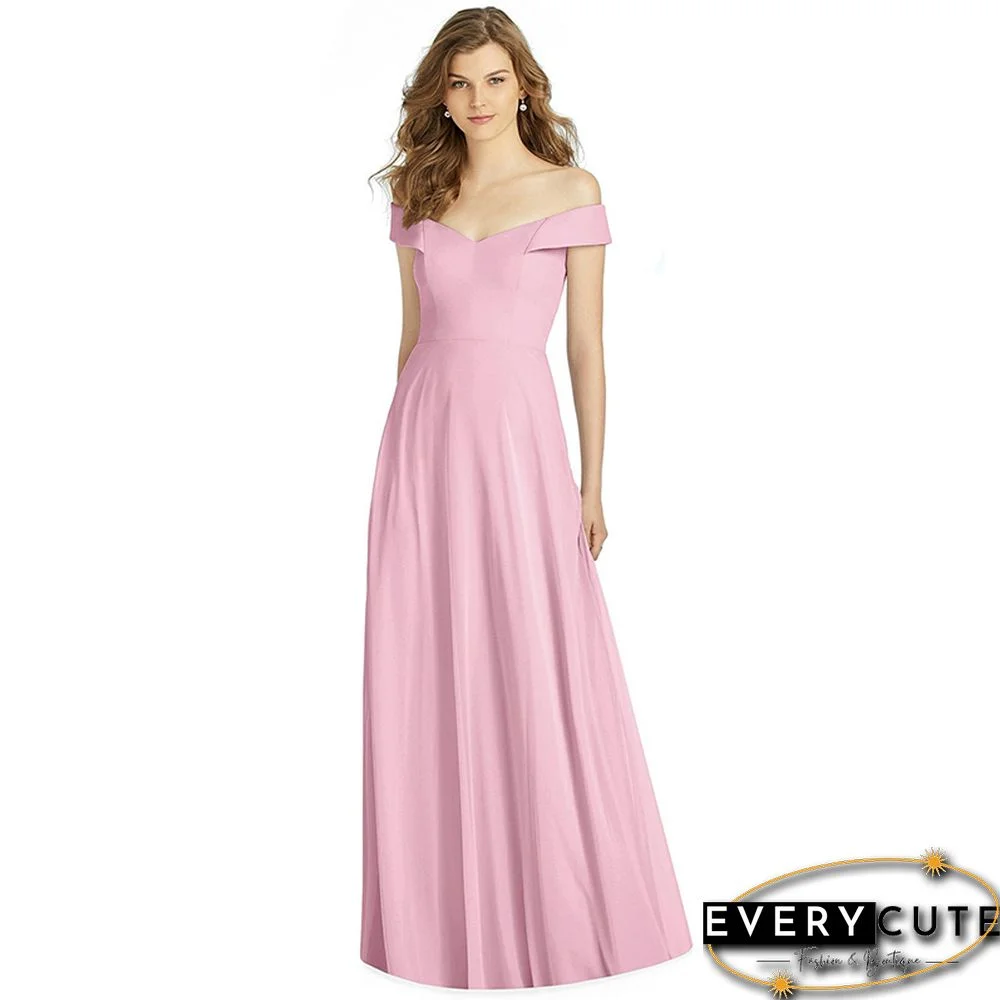 Pink Off Shoulder Evening Gown