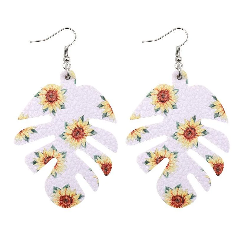BOHO Leaf Pattern Sunflower Earrings