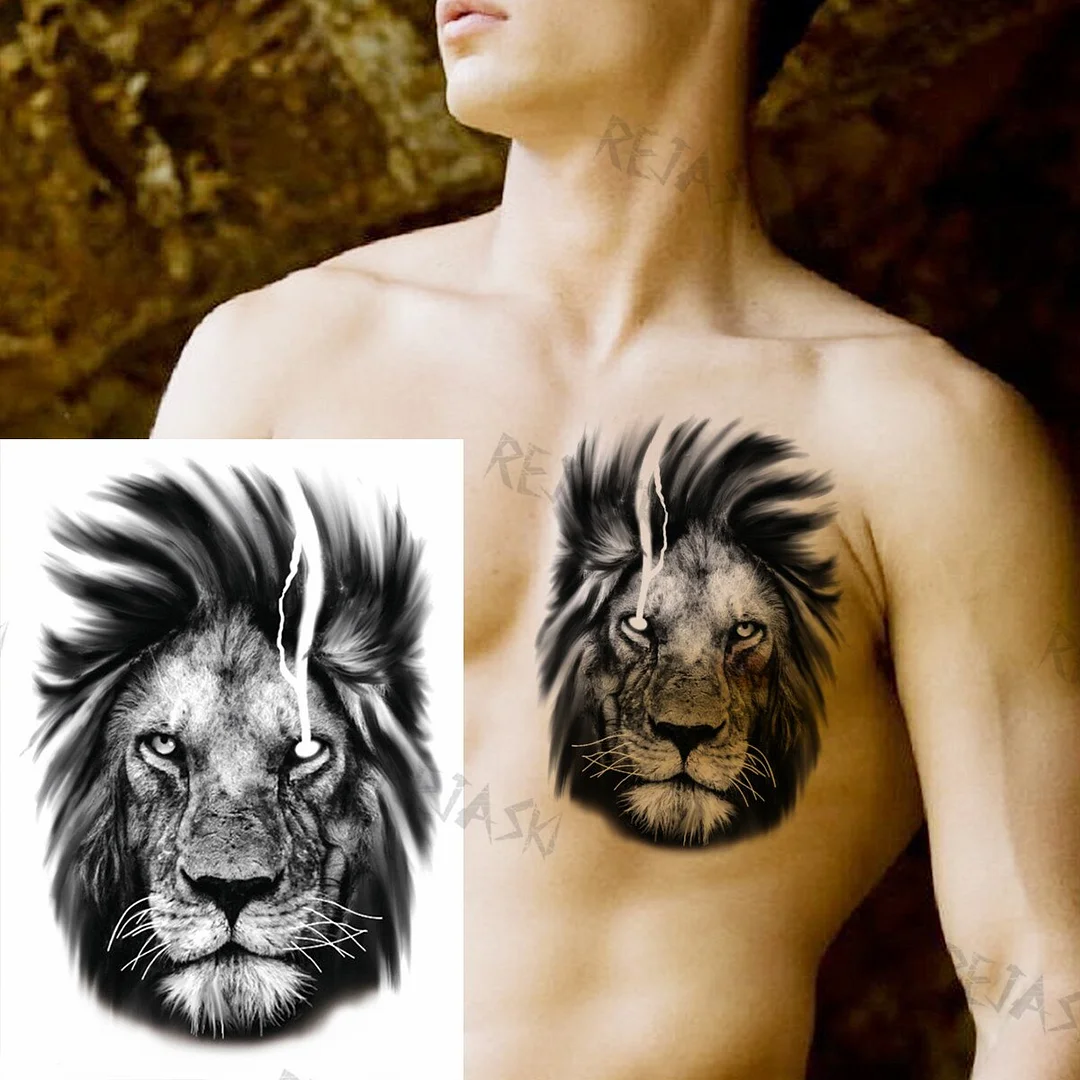 Sdrawing Tiger King Creative Temporary Tattoos For Men Adults Wolf Bowknot Owl Lion Forest Fake Tattoo Sticker Chest Arm Tatoos DIY