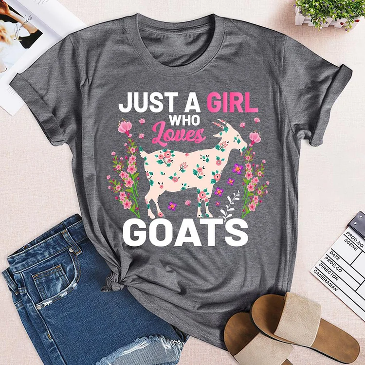 Just A Girl Who Loves Goats Round Neck T-shirt-0019830