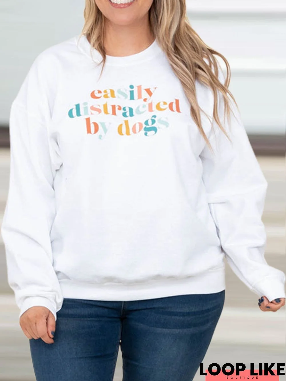 Plus Size Text Letters Casual Sweatshirt