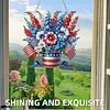 America Flag Fllower DIY Acrylic Diamond Painting Pendant Kits Home Wall Window Hanging Decor