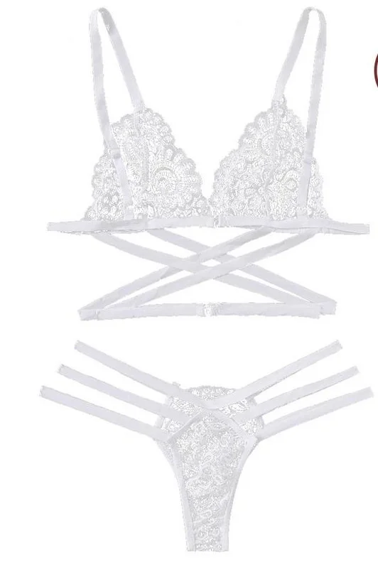 Brownm Hot Sexy Lingerie Three-Point Sexy Hollow Cross-Bound Three-Point Set Direct 3060