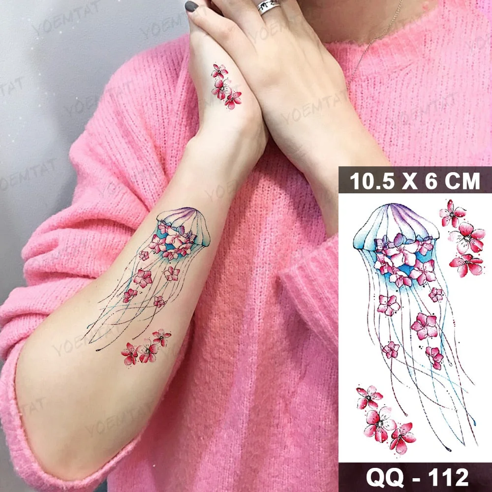 Transfer Temporary Tattoo Stickers Butterfly Flower Realistic Sexy Flash Tatoo Women Men Arm Waist Line Body Art Fake Tatto Cool