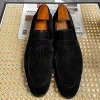 Mens Black Tassel Suede Leather Dress Loafers Shoes 