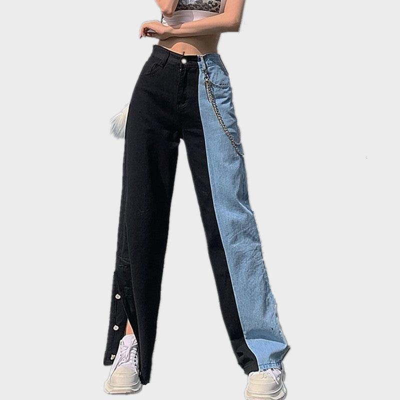 Wave Out Of Town Two Tone Boyfriend Denim Pants