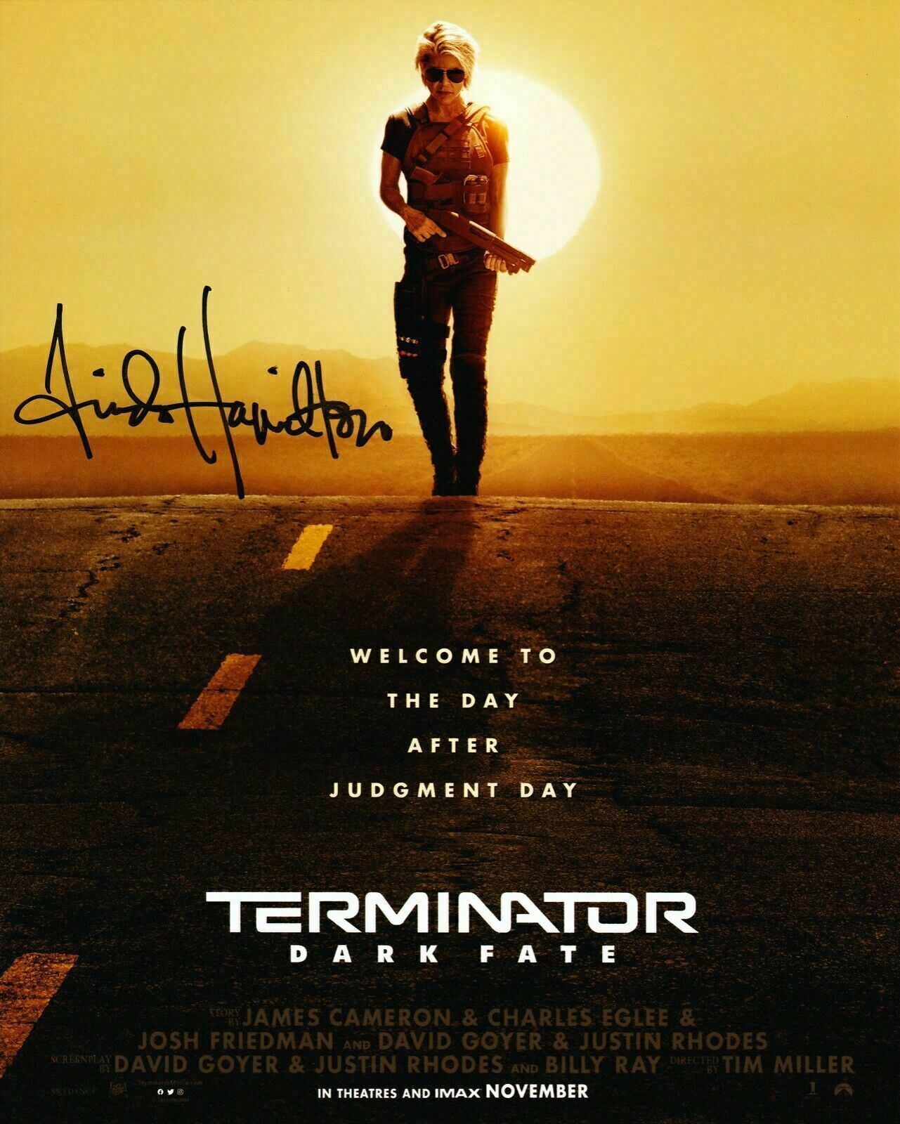 Linda Hamilton Signed 10X8 Photo Poster painting Terminator DARK FATE AFTAL COA (F)