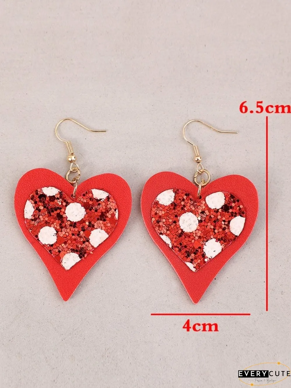 Heart-Shaped Fiery Red Leather Valentine's Day Earrings