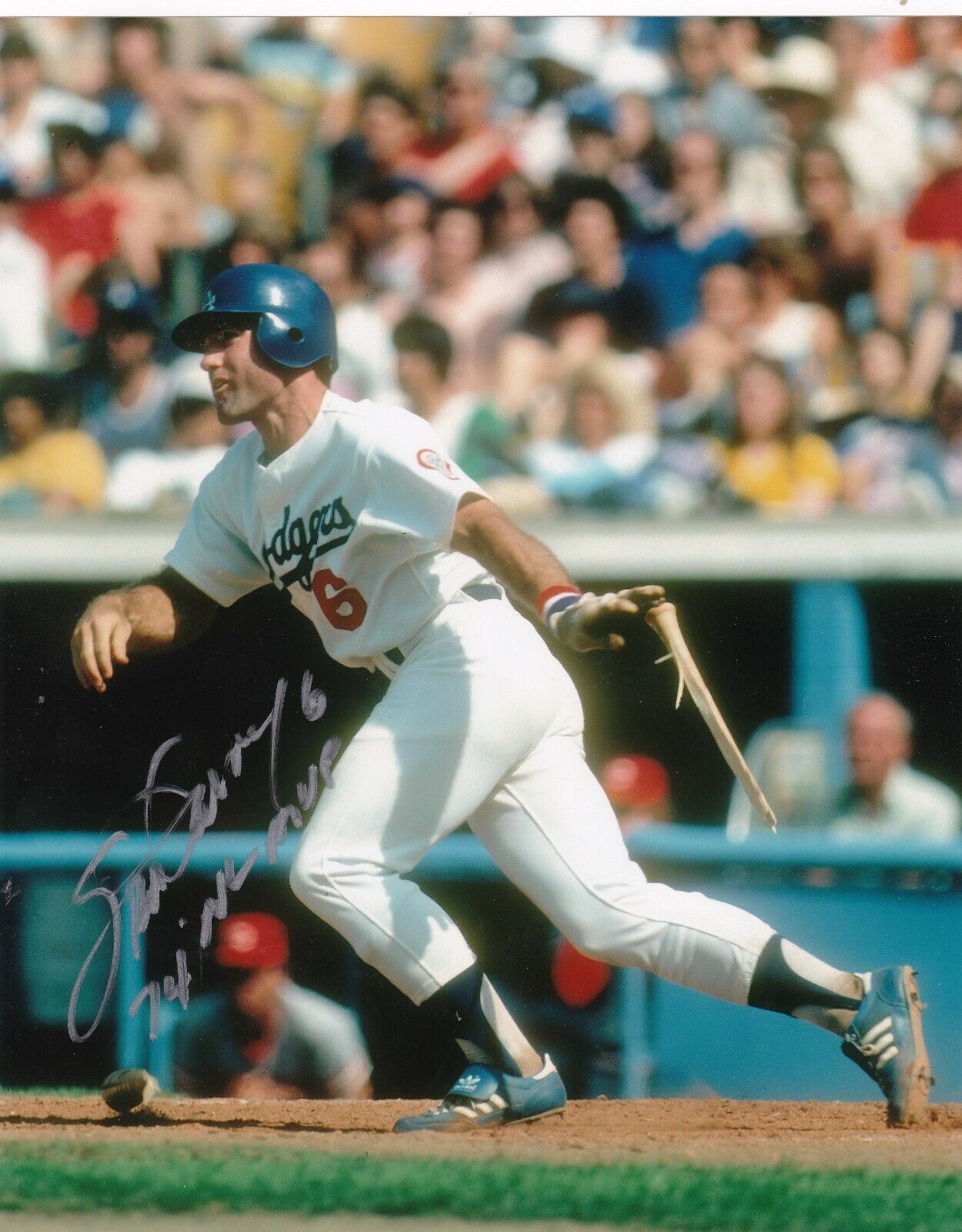 STEVE GARVEY LOS ANGELES DODGERS 74 NL MVP ACTION SIGNED 8x10