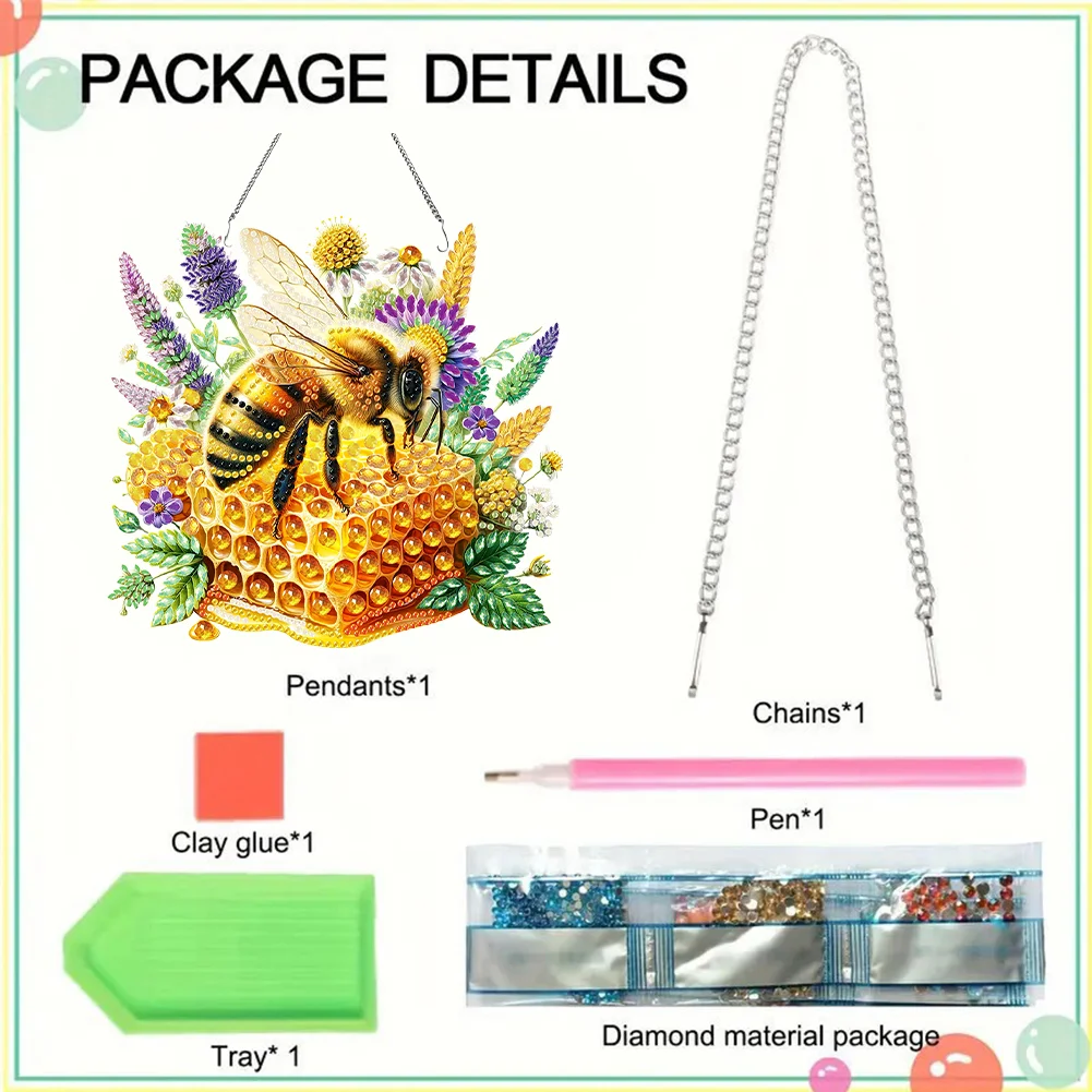 Acrylic Bee Diamond Painting Hanging Pendant for Home Wall Decor (Bee Honey)
