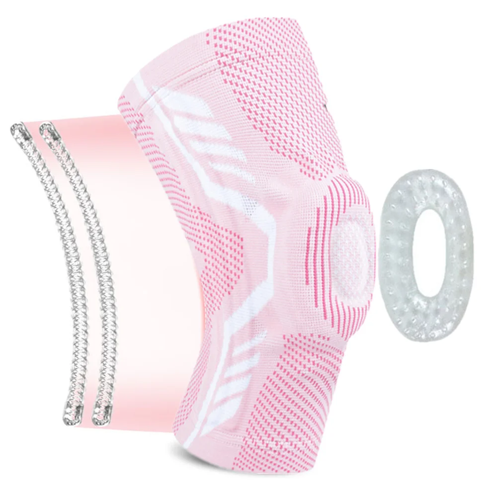 Uveng Knee Brace Silicone Spring Full Strap Patella Medial Support Strong Meniscus Compression Protection Sport Pads Running Basket