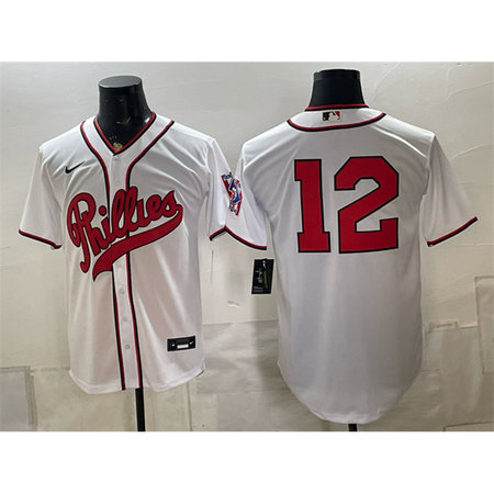 Men's Philadelphia Phillies #12 Kyle Schwarber White 2026 Field of Dreams Stadium Jersey