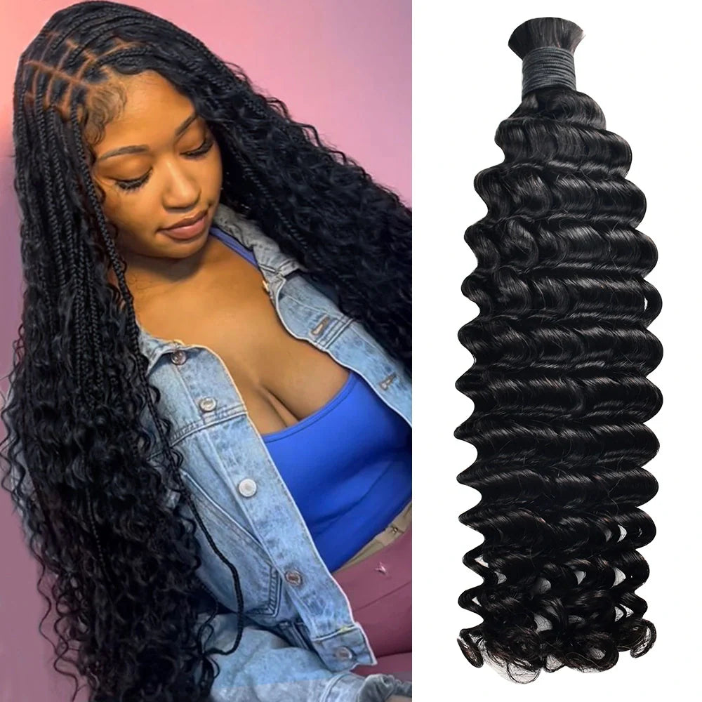 #1 Jet Black Bulk Human Hair For Boho Braids BORUIHAIR