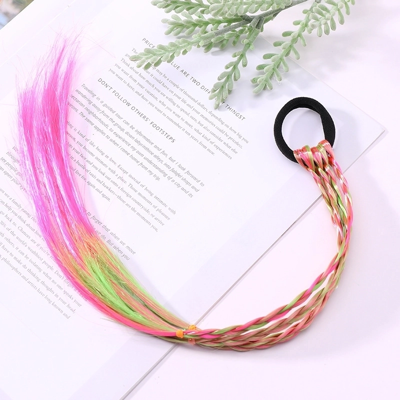 Fashion Children’s Colored Hair Rope Colorful Gradient Wig Twist Braid Rubber Band Hair Tie