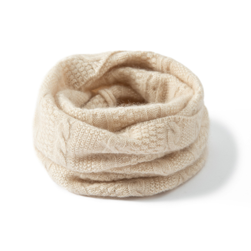 100% Cashmere Plain Ribbed Collar Scarf  REAL SILK LIFE