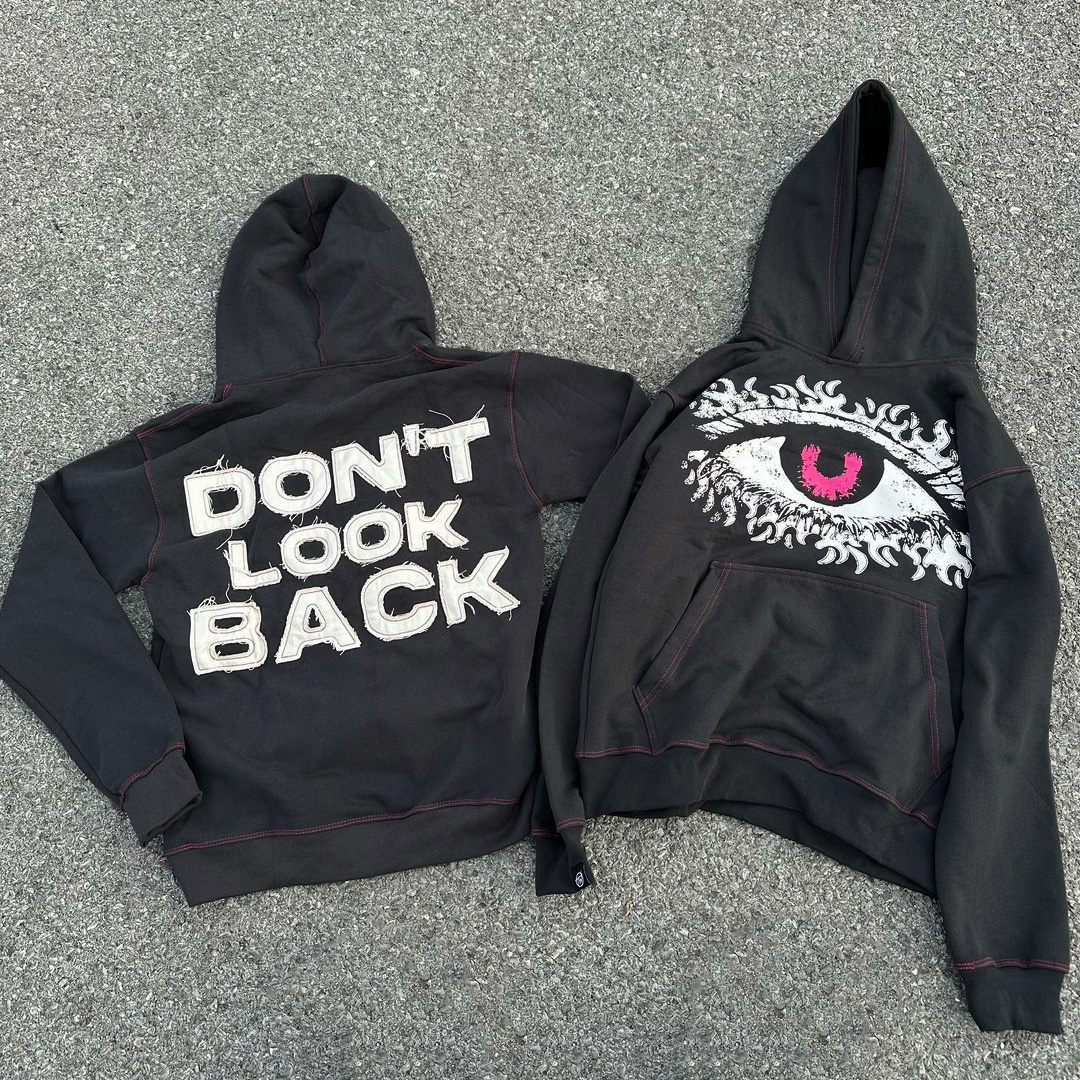 Don't Look Back Print Long Sleeve Hoodies