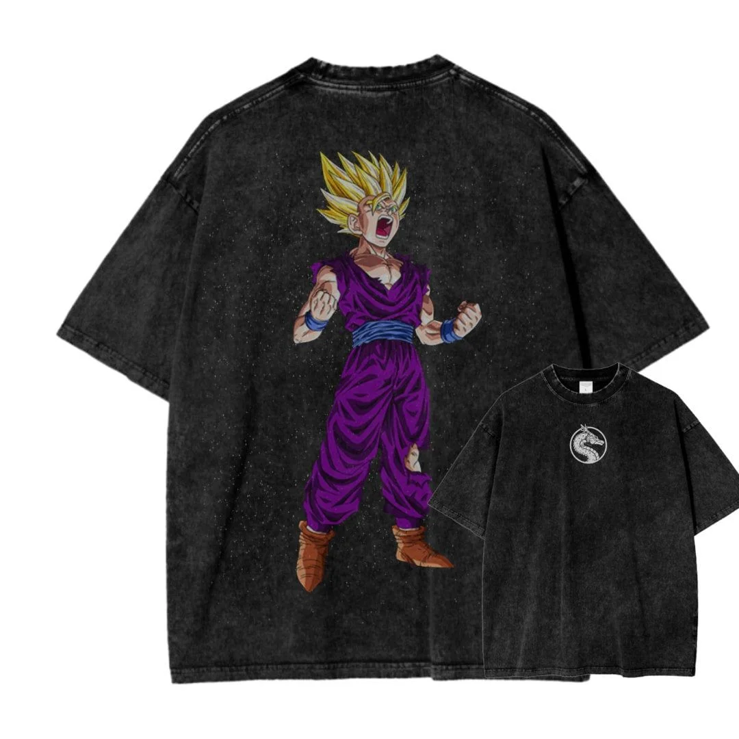 Dragon Ball Super Saiyan Anime Oversize Washed T-Shirt