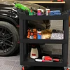 Wanmwill 3 Tier Car Detailing Cart, Auto Detail Cart with Wheels, Car Wash Detail Trolley with Side Hanging Plate & Hooks, Detailing Tool Organizer Cart for Mechanics & Detailers?Black?