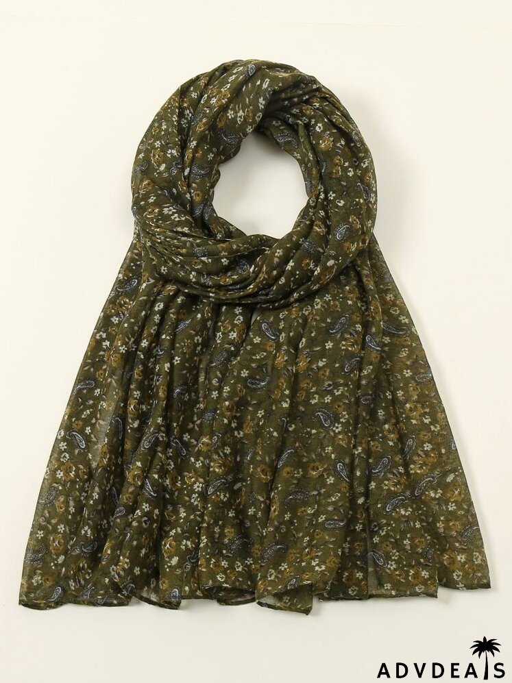 Ditsy Floral & Paisley Print Scarf
