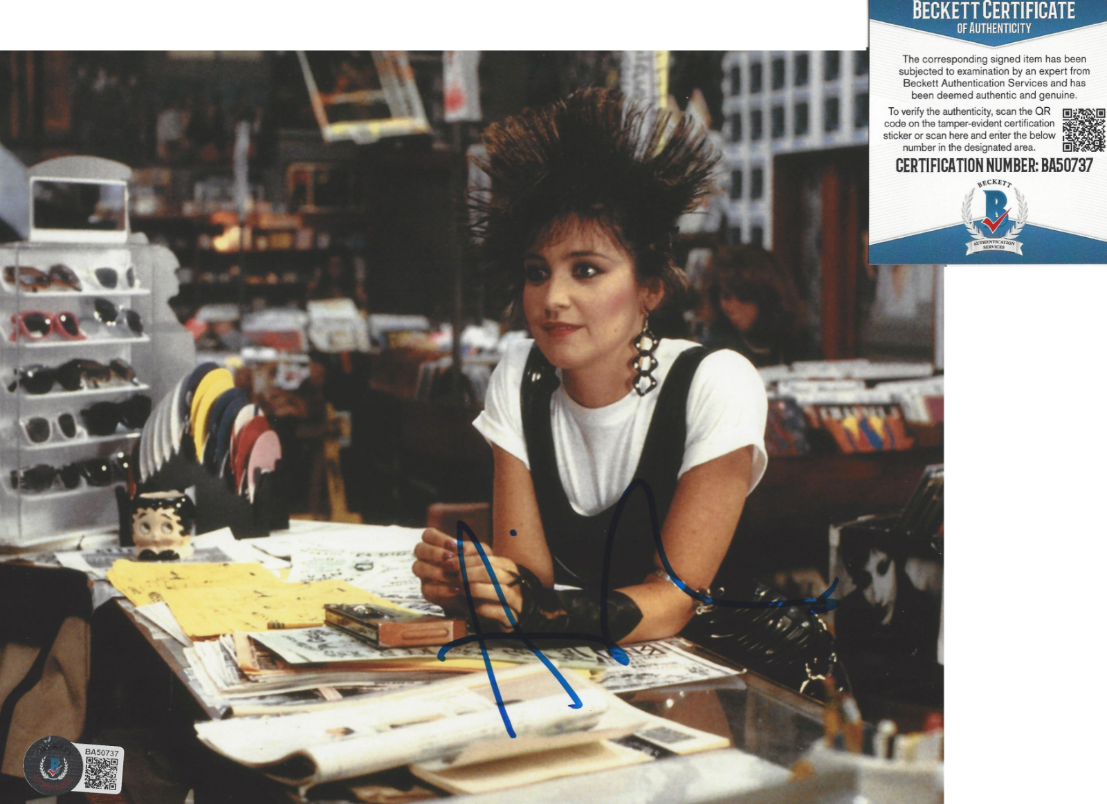 ANNIE POTTS SIGNED 'PRETTY IN PINK' 8x10 MOVIE Photo Poster painting ACTRESS BECKETT COA BAS