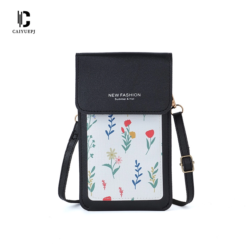 Women’s PVC Solid Color Elegant Streetwear Square Buckle Phone Wallets