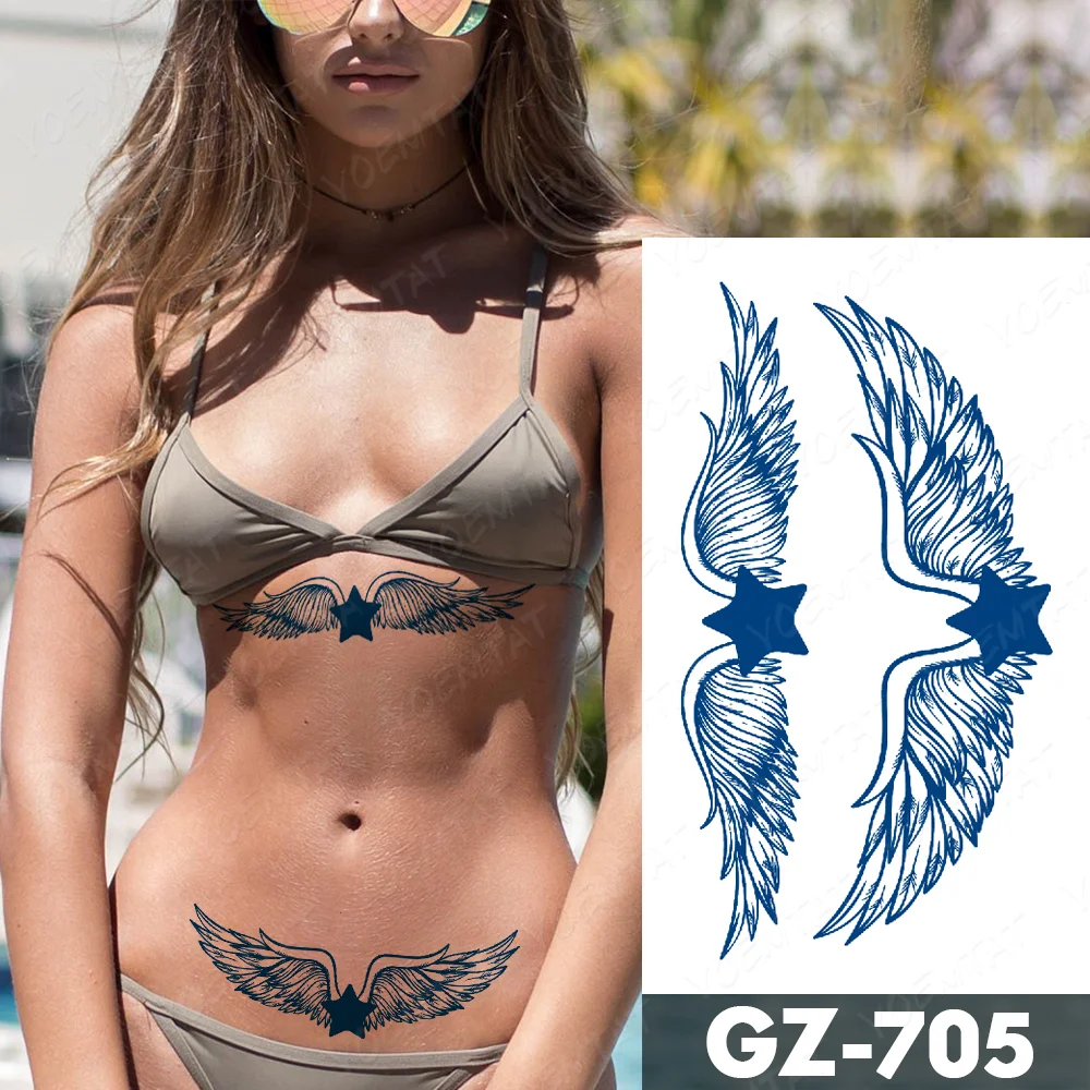 Sdrawing Juice Lasting Ink Waterproof Temporary Tattoo Sticker Genipin Herbal Tatoo Women Body Art Fake Tatto Snake Flower