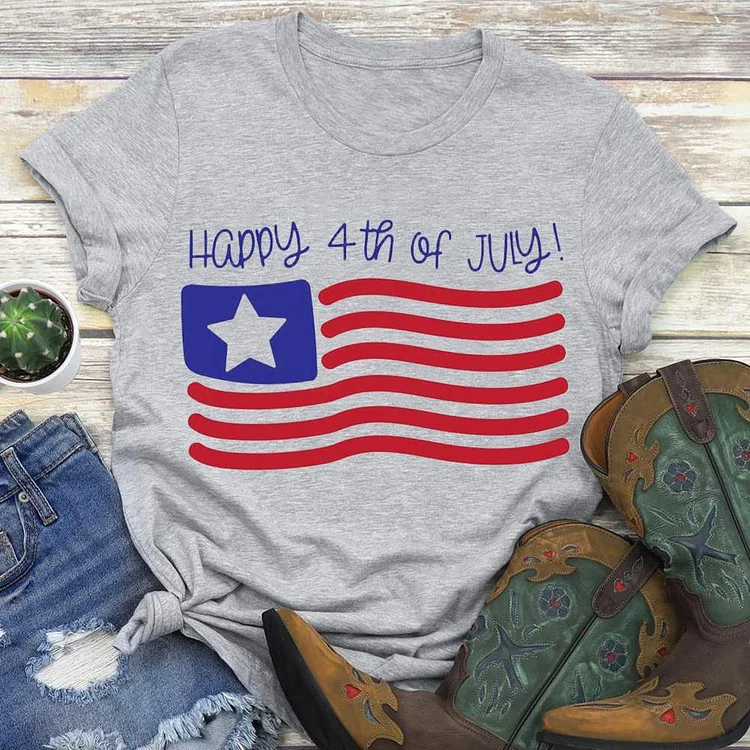 Happy July 4th T-shirt Tee --Annaletters